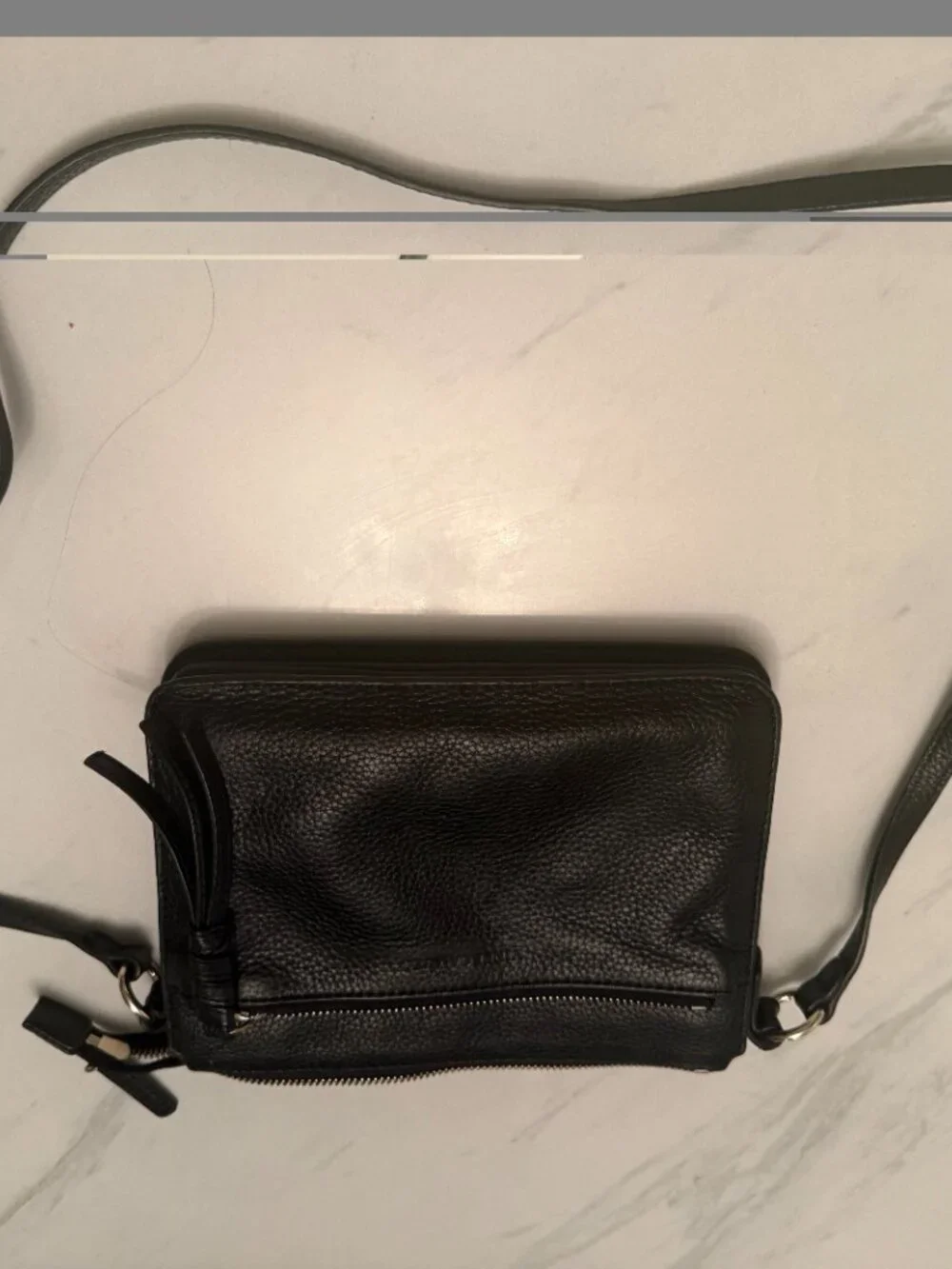Vince Camuto Black Pebbled Leather Crossbody Bag